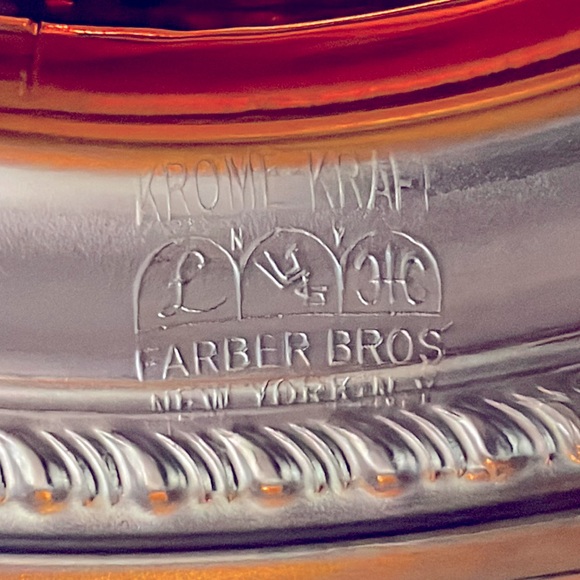 Farber Bros Krome Kraft 3 Part Divided Dish Vintage Amber Excellent Condition - Picture 6 of 6